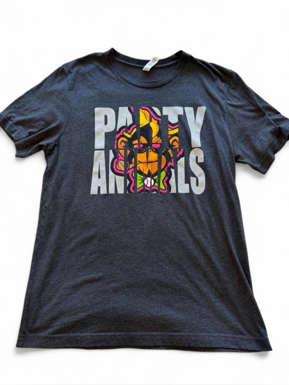 Party Animals Graphic Tee - Charcoal with Multicolor Print